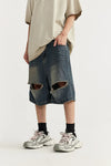 Heritage Torn Holes Denim Shorts