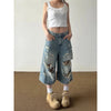 Metro Comfort Faded Wide Leg Denim Shorts