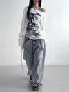 Sweet Grit-Style Collar Printing Long Sleeve T-Shirt