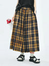 Yellow Black Check Elastic Trousers