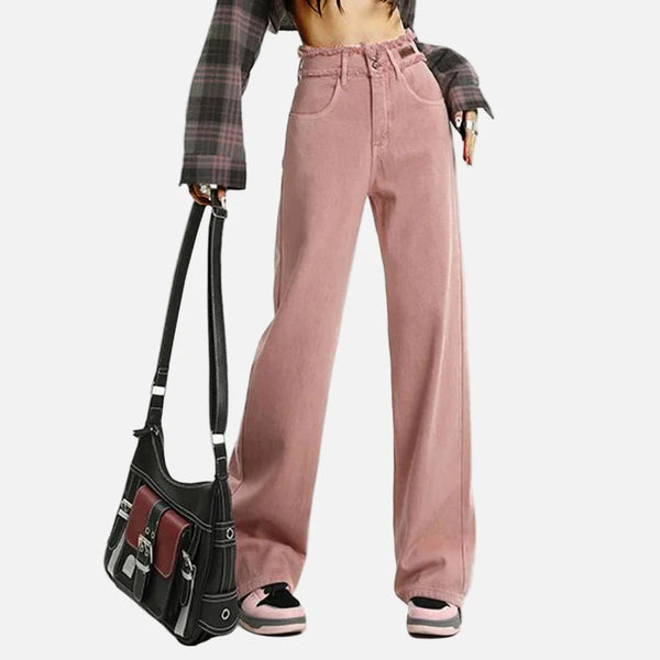 Pink Dark 2000s Designer Classic Leg Denim