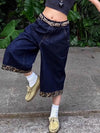 Vintage Leopar Desenli Jean Şort, kombin görünüm — Navra Wear