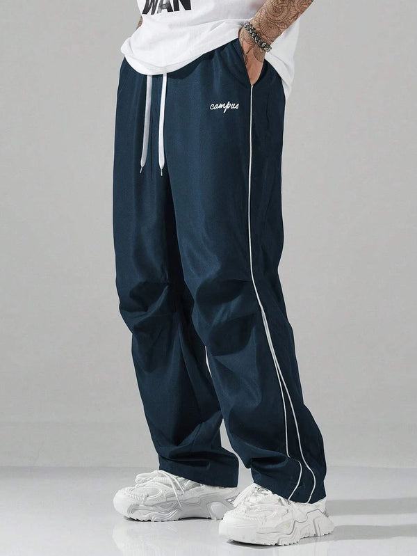 Contrast Trim Casual Trousers alternatif görünüm