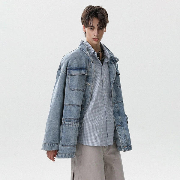 2000s Flattering Relaxed Workshop Denim Jacket alternatif görünüm