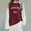 Contrast Burgundy Long Sleeve T-Shirt