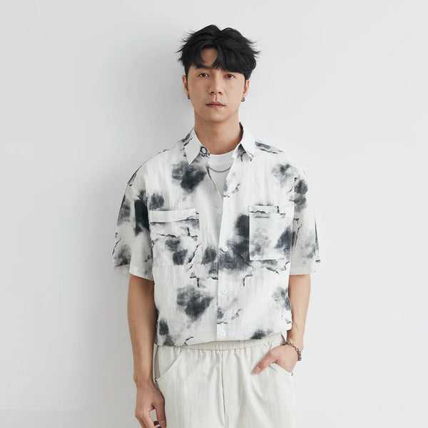 Mens Hawaiian Bloom Trendy Button Top alternatif görünüm