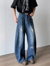 Yırtık Detaylı Baggy Jean Pantolon, önden görünüm — Navra Wear