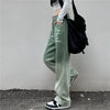 Contrasting Green High-Rise Denim
