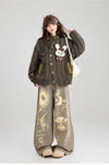 Easy Graphic Print Relaxed Heritage Bell Leg Denim