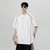 Block-Style Air-Light Stars-and-Stripes Black Short Sleeve T-Shirt
