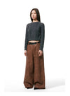 Luxe Mocha Leather Wide-Leg