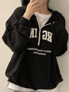 Cozy Zip-Up Letter Half-Zip Sweatshirt