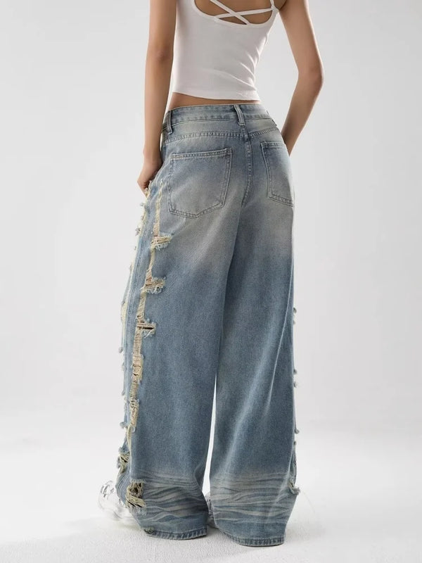 Heritage Faded Blue Stacked Wide Denim alternatif görünüm