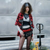 Gothic Red Plaid Sturdy Short Shirt