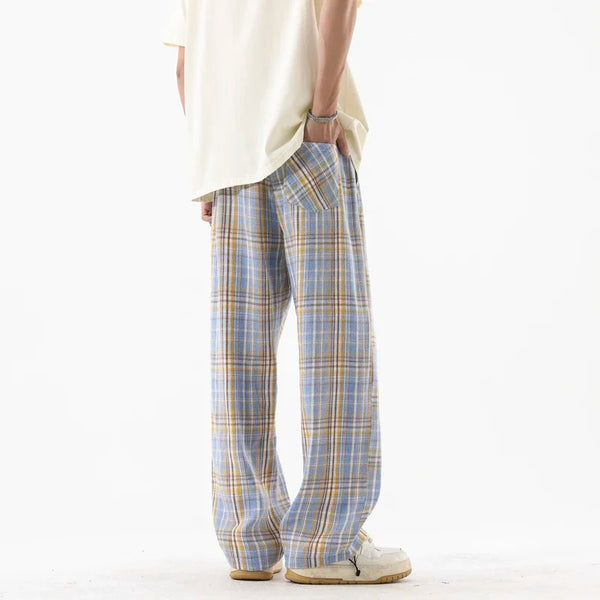 Plaid Pull-Cord Wide-Leg alternatif görünüm