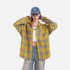 Drape-Fit Plaid Oversized Long Shirt