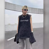 Retro-Faded Stone-Rinsed Oversize Sleeveless Crew T-Shirt