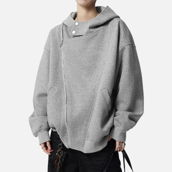 Asymmetric Double Zip Hood