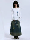 Yedinas Spliced Noir-Edge Visual Long T-Shirt