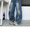 Yıkanmış Yırtık Detaylı Baggy Jean Pantolon, kombin görünüm — Navra Wear