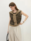 Women Throwback Multi-Stripe Knit Warm-Season Sleeveless Sweater