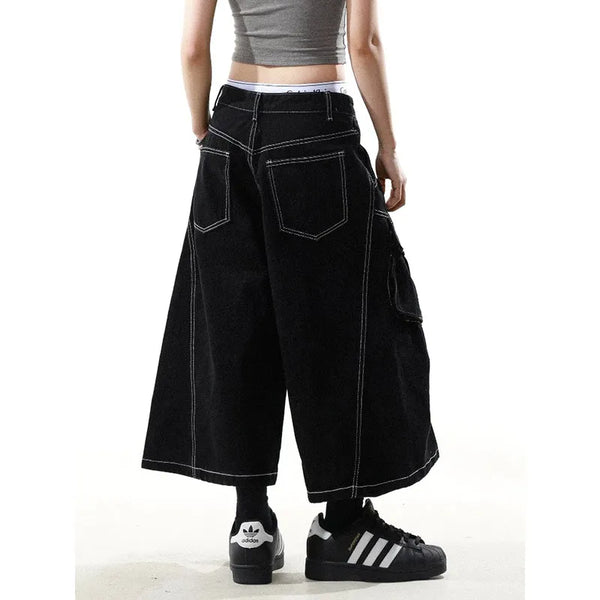 Metro Sleek Heritage High-Rise Blue Relaxed Denim Shorts alternatif görünüm
