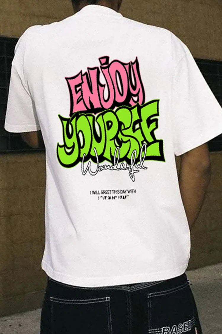 Digital-Age Freedom-State Easy-Fit Fit Imprinted Letter T-Shirt