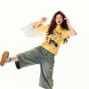 Throwback Yellow Imprinted Slimming Short Sleeve T-Shirt