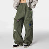 Floral Embroidered Relaxed Straight Street Pants