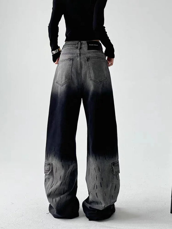 Heritage Black Grey Relaxed Wide Denim alternatif görünüm