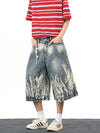 Metro Comfort Flame Wash Wide Leg Denim Shorts