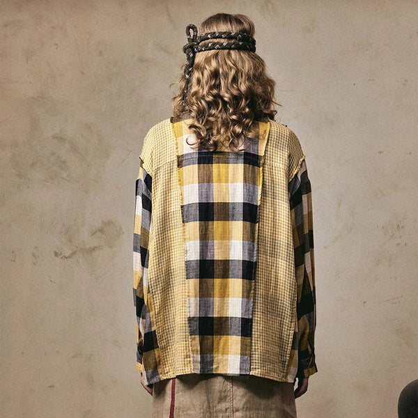 Easy Panel Plaid Throwback Long Shirt alternatif görünüm