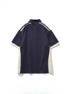Spliced Letter Stamped Stand Collar T-Shirt
