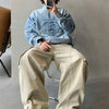 Worn Denim Half-Zip Sweatshirt