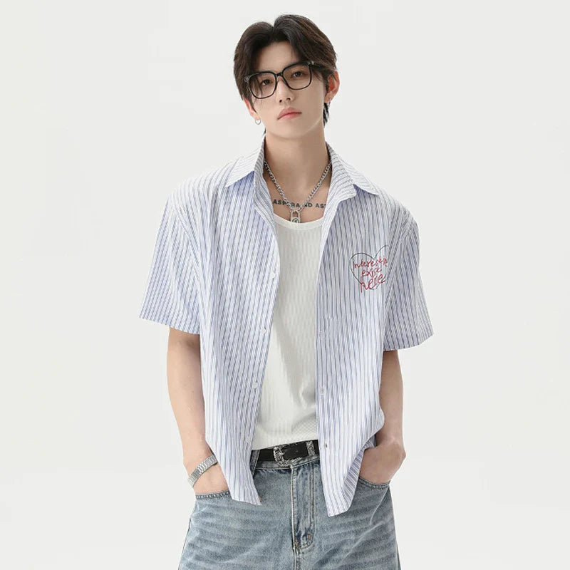 Vertical Script Stripe Long Sleeve Top