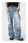 Grafiti Baskılı Jean Pantolon, kombin görünüm — Navra Wear