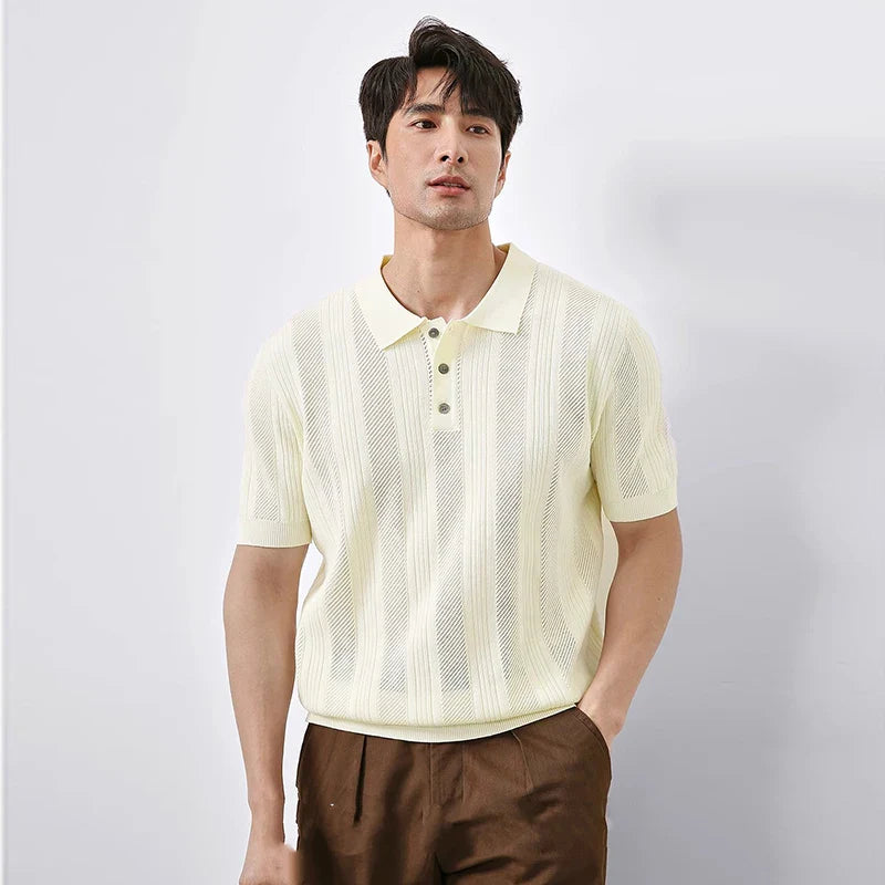 Men's High-End Knitted Laid-Back Business Sport-Collar T-Shirt