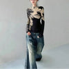 Chic Mosaic High Neck Slim T-Shirt