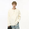 Model wearing the apricot Zipper Neck Pullover Sweatshirt
