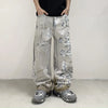 Graphic Print Easy Cut Wide Denim