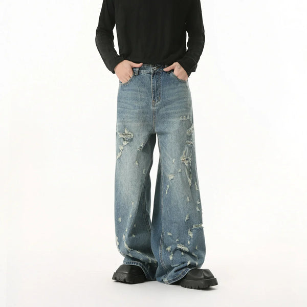Metro Rinse Irregular Hole Relaxed Denim