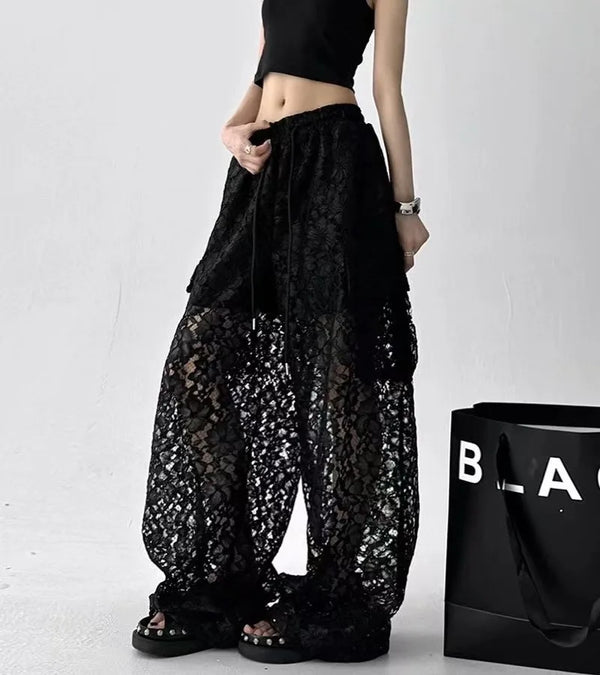 Lace Cutwork Wide-Leg