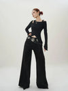 Slim Irregular Black Long Sleeve T-Shirt