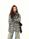 Two-Tone Block Plaid Design Shirt