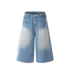 Metro Relaxed Wide Leg Blue Wash Denim Shorts