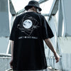 Geometric Print Techwear Rebel-Cut Style T-Shirt