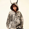 Fierce Dog Print Hood Sweatshirt