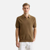 Retro-Faded Wave Texture Knitted Collar-Knit T-Shirt