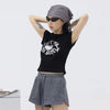 Raw-Edge Cyber Cel-Shaded Visual Print T-Shirt