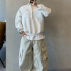 Fold Collar Retro Stitch Sweatshirt